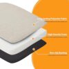 Chair Cushions for Dining Chairs, 2" Thick Seat Cushions for Kitchen Chairs, D-Shaped Chair Pads with Washable Cover, Ties and Non Slip Backing, 17'' x 16'', Set of 6, Beige