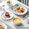 Durable grey porcelain plates and bowls in a clean, scratch-resistant finish for daily dining