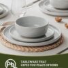 Famiware Milkyway 12-Piece Stoneware Dinnerware Set, Light Gray