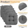 MAGIC ELEPHANT Chair Cushions for Dining Chair, Shredded Memory Foam Kitchen Chair Cushions Set of 4, Non-Slip Thick Dinning Room Chair Pads Seat Cushions, 15.5" x 15.5" x 4" (Grey)