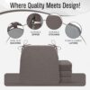 Chair Cushions for Dining Chairs - 17" x 16" x 2" D-Shaped Indoor Seat Cushions - Non Slip Chair Pads with Removable Ties and Washable Cover Set of 4 - Chair Leg Pads Included - Gray