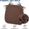 Dining Chair Cushions Set of 4, Non-Slip Kitchen Chair Cushions with Detachable Straps and Machine Washable Cover, 4 Pack, 17x16x2in, Brown