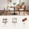 Farmhouse Dining Chairs Set of 4, Mid Century Modern Dining Room Chairs, Chenille Upholstered Kitchen Kitchen Chairs for Living Room Restaurant Cafe, Dark Walnut/Beige (Sparkle)