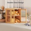 HOOBRO Bread Box, Bamboo Bread Box for Kitchen Countertop, 2-Tier Corner Bread Box, Large Capacity Bread Bin, Food Storage Box, Bread Storage Container for Kitchen, Dining Room, Natural YL12MB01