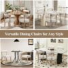 Modern Dining Chairs Set of 4 – Mid-Century Modern Faux Leather Upholstered Kitchen & Dining Room Chairs with Curved Back, Oversized Rounded Seat, Sturdy Wood Frame, Beige
