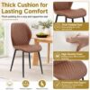Dining Chairs Set of 4 Modern PU Leather, Upholstered Kitchen Chairs, Brown