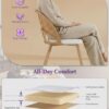 Rattan Dinner Chairs Set of 4 with Faux Leather Cushion, Modern Dining Room Chairs w/Adjustable Foot Pads, Kitchen Boho Chairs Mid Century Upholstered, White