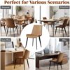 Modern Dining Chairs Set of 4, PU Leather Dining Room Chairs, Upholstered Kitchen Chairs with Ergonomic Backrest & Sturdy Metal Legs, Perfect for Dining Room, Living Room, Brown