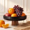 12 Inch Mango Wood Fruit Bowl with Clear Cover Large Decorative Black Fruit Bowls with Lid for Kitchen Counter Wooden Centerpiece Food Tray for Dining Table