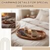 Extra Large Acacia Wood Oval Ottoman Tray with Handles,22" X 17"