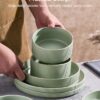 Famiware Star Stoneware Dinnerware Set, Reactive Glaze Plates & Bowls for 4