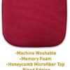 Sweet Home Collection Memory Foam Chair Cushion Honeycomb Pattern Solid Color Slip Non Skid Rubber Back Ultimate Comfort and Softness Rounded Square 16" x 16" Seat Cover, 12 Pack, Red