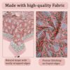 Dark Salmon Pink Hand Block Print Rectangle Tablecloth 108x60 Inch