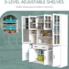 MU Kitchen Storage Cabinet with Glass Doors, Large China Hutch with 2 Drawers & 5 Adjustable Shelves, Kitchen Pantry Hutch for Home Office, Living Room, White (15.8" D x 63" W x 70.9H)