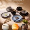 12pc Ceramic Dinnerware Set, Reactive Glaze Plates & Bowls
