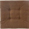 Klear Vu Non-Slip Gripper Tufted Square Stools Cushions with Tie Straps for Dining Rooms, Kitchen Bars, Cafes and Restaurants-Set of 4, 12”x12”, Chocolate 4 Count