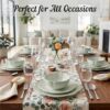 Sango 12 Pieces Scalloped Dinnerware Set, Sage Green Dishes for 4, Premium Serving Plates & Bowls Sets, Chip Resistant, Ceramic Dishware, Kitchen Dish, Microwave & Dishwasher Safe, Bethany