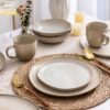 View of the 24-piece AmorArc ceramic dinnerware set for 8 safely packed for delivery.