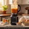 Display panel of the ASTRALSHIP professional blender showcasing the smart touch presets and manual speed dial.