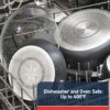 Professional T-Fal 3-piece nonstick fry pan set including vented glass lids for moisture retention.
