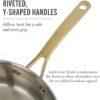Top down view of the full Martha Stewart 10-piece stainless steel cookware set arrangement