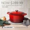 Le Creuset 6.5qt deep oven used for simmering a hearty stew, showcasing the deep cooking capacity.