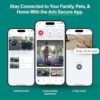 Smartphone interface showing AI-powered person and vehicle detection alerts from the Arlo 2K security system.