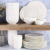 Gibson Porcelain Dinnerware Set for 8: Durable White Dining