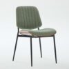 Mid-Century Olive Green Linen Dining Chairs Set of 2