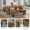 70.8" Wooden Dining Table with 2 Benches Kitchen Table and Chairs