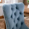 Light Blue Dining Chairs Set of 2 -Modern Velvet Upholstered Dining Chair with Ergonomic Tufted Backrest and Solid Wood Legs, Easy Assembly for Kitchen, Dining Room, Living Room, Restaurant