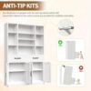 71" Pantry Cabinet with Adjustable Shelf and Drawers, Tall Kitchen Pantry Storage Cabinet with Microwave Stand, Metal Hutch Cabinet with Doors for Dining Room, Living Room, White