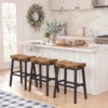 Rustic Bar Stools, 24 Inch Barstools Set of 2, Counter Height Stool with Footrest, Wooden Stools for Kitchen Island, Heavy Duty Backless Chair for Dining Table Farmhouse Outdoor