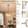 14.2 Inch Gold Chandeliers for Dining Room, Adjustable Height