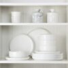 Lead-free glazed surface texture detail on MALACASA white porcelain cereal bowl.