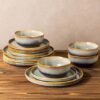 Ceramic Dinnerware Set for 8, 24-Piece Plates and Bowls Set