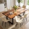 Modern Dining Chairs Set of 4, PU Leather Dining Room Chairs, Upholstered Kitchen Chairs with Ergonomic Backrest & Sturdy Metal Legs, Perfect for Dining Room, Restaurant, Beige