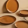 Stoneware Dinnerware Sets for 4, 12pcs Plates and Bowls Sets Dishes