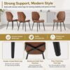 Dining Chairs Set of 4 Modern PU Leather, Upholstered Kitchen Chairs, Brown