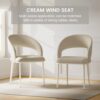 Beige Dining Chairs Set of 4, Upholstered, Metal Legs