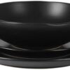 Gibson Home Bethel 18 Piece Plates and Bowls Ceramic Stoneware Organic Shape Dinnerware Set (Service for 6) - Matte Black