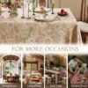Designer Linen Tablecloth Rectangular, 63" x 91", Dahlia