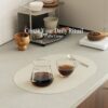 Oval Silicone Placemats – Heat Resistant, Waterproof, Easy to Clean Non-Slip Modern Dining Table Mats – Premium Leather Textured Japandi Kitchen Decor, Chifon Beige, 4, Without Coasters