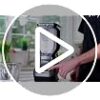 Close-up of the Ninja professional blender for ice pulverizing ingredients into snow-like consistency.