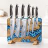 Top-down perspective of the HOSHANHO magnetic knife block highlighting its easy-to-clean polished surface.