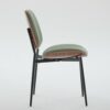 Mid-Century Olive Green Linen Dining Chairs Set of 2