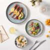 vancasso PLAYA Plates and Bowls Sets, 12 Pieces Light-Blue Dinnerware Sets for Kitchen, Reactive Glaze Dishes Set for 4, Dishwasher and Microwave Safe
