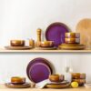 Ceramic Dinnerware Set for 8, 24-Piece Plates and Bowls Set