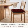 HARBOREST Chair Cushions for Dining Chairs Set of 4 - Chenille Tufted Kitchen Chair Cushions with Ties and Non-Slip Bottom, Foam Chair Pads for Dining Chairs, 17" x 17", Burgundy