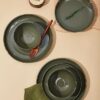 Stoneware Dinnerware Sets for 4, 12pcs Plates and Bowls Sets Dishes